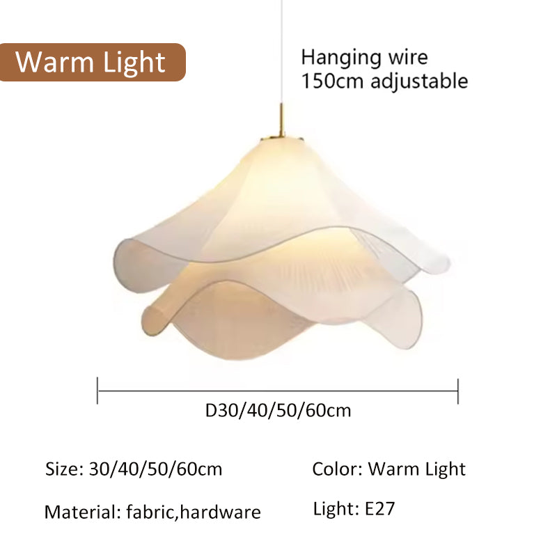 Pendant Lamp LED Nordic Minimalist white fabric flower Chandelier Living Room Bedroom Home Decor Lighting