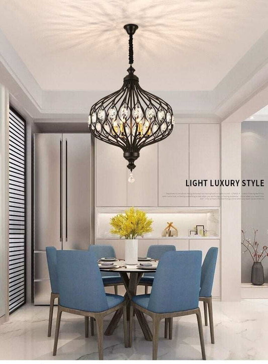 Nordic Crystal Pendant Lights Black Dining Table Lamp Hanging Light For Kitchen Living Room Bedroom Corridor Led Industrial Lamp