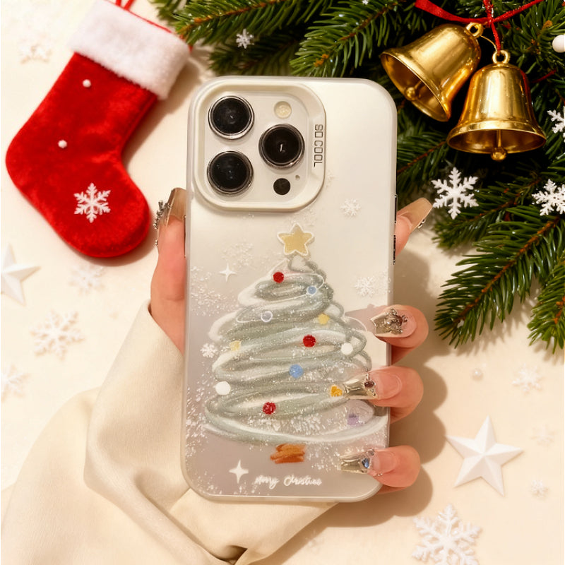 Christmas Tree Acrylic PhoneCase for IPhone 16 15Pro Max 11 12 13Mini 14Pro XS XR 7 8 Plus Shockproof Screen Protector Shell