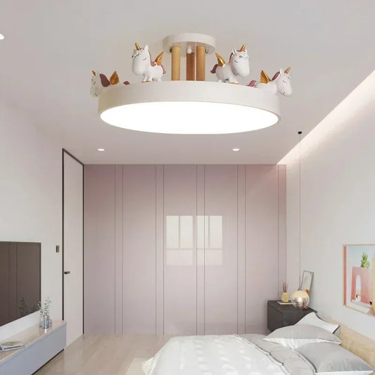 Modern Unicorn Design LED Ceiling Lamp for Living Dining Room Children's Room Sofa Chandelier Simple Fixture