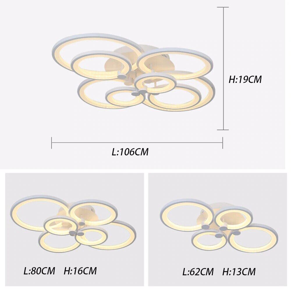 Modern LED Rings Ceiling Lamp For Kitchen Living Room Study Room Bedroom Dimmable+Remote Control Geometry Fixtures
