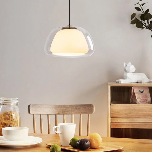 Denmark Design Glass Pendant Lamp Dia 25 40cm Nordic Postmodern Simple Living Dining Room Bedroom Double Glass hanging Lighting
