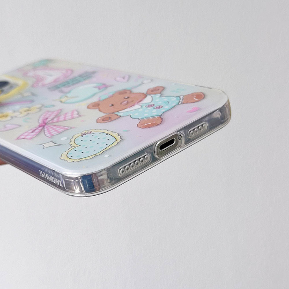 Cute Cartoon Bear Mobile Phone Case for IPhone 17 16 Promax 15 14 13 12 11 IPhone16pro Bow Bracelet Protective Case