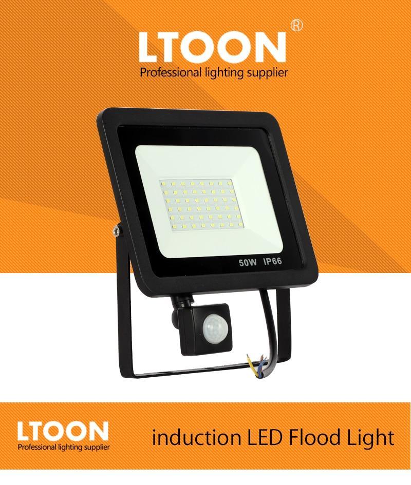 10W 20W 30W 50W 100W Led Flood Light With Adjustable PIR Sensor SMD 2835 Floodlights Outdoor Lighting For Street Square