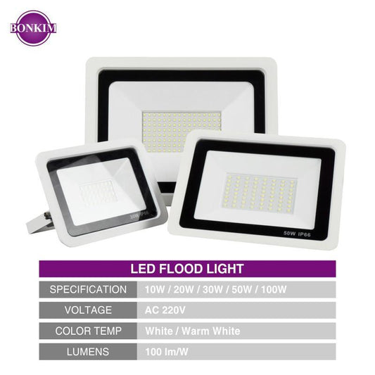 LED Floodlight 10W 20W 30W 50W 100W Warm White Cold White Outdoor Waterproof IP66 Focus Spotlight Courtyard Door Lighting