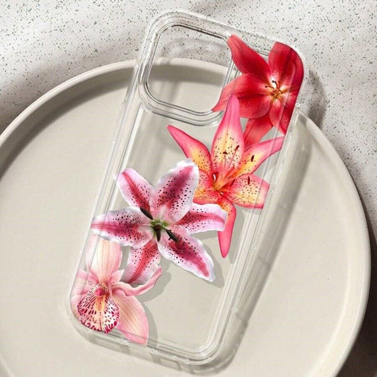 Pink Flower Phone Case For iPhone 17 Case For iPhone 11 13 14 12 15 16 Pro 17 Pro Max 17 Air 16E XR Soft Clear Cover