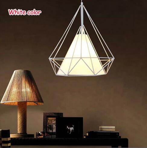 Modern Art Deco Black/White Birdcage Pendant Lights Iron Minimalist Retro Light Loft Pyramid Lamp Led Bedroom Kitchen Bar Cafe
