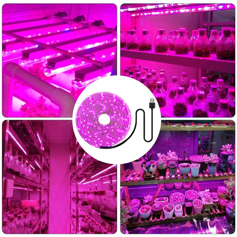 LED Grow Light Full Spectrum USB Grow Light Strip 2835 LED Phyto Lamps For Plants Greenhouse Hydroponic Growing 0.5M 1M 2M 3M