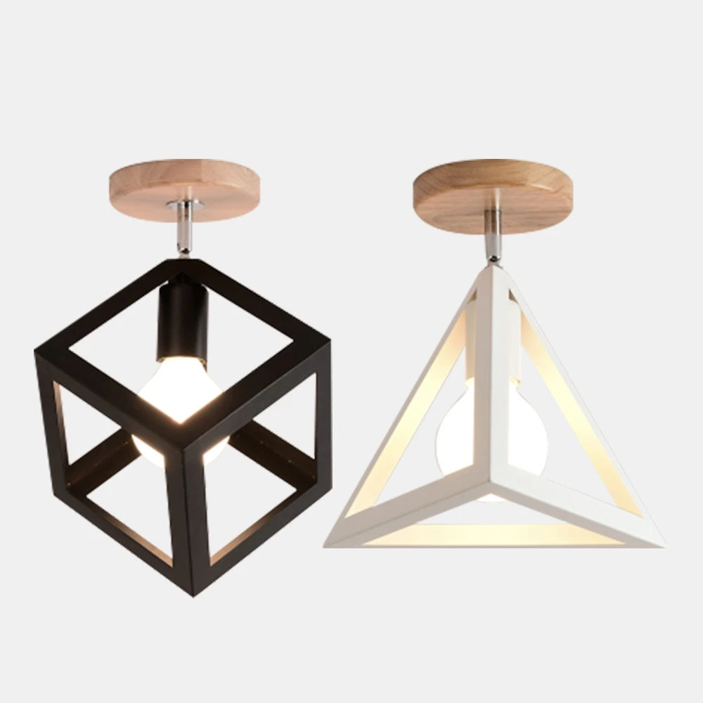 LED Pendant Light American Loft Corridor Balcony Room Pendant Lamp Nordic Simple Lights Indoor Lighting Fixture Square Lamps E27