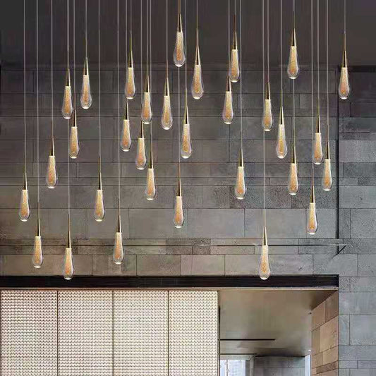 Simple Modern Restaurant Revolving Ladder Crystal Staircase Lighting Creative Personality Hotel Lobby Exhibition Hall Drop Chandelier