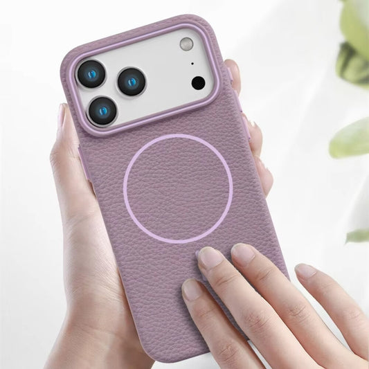 Luxury Litchi Pattern Phone Case For iPhone 17 Air 16 15 14 Plus 13 12 Pro Max Wireless Charging Shockproof Cover For Magsafe