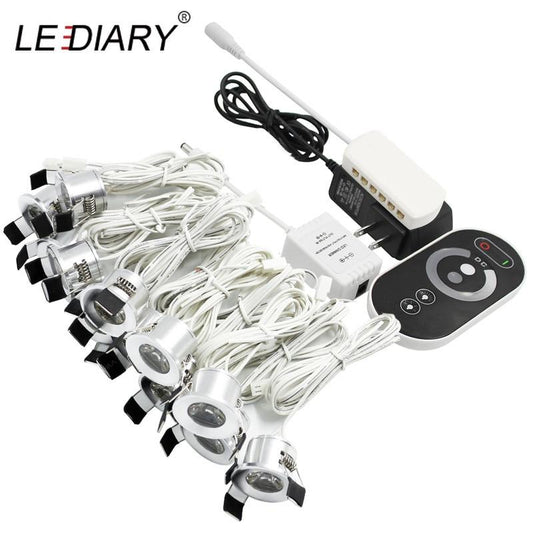 Mini LED Spot Downlights Dimmable Lamp Set Remote Controller Ceiling Recessed 1.5W 27mm Hole Silvery Cabinet Lights