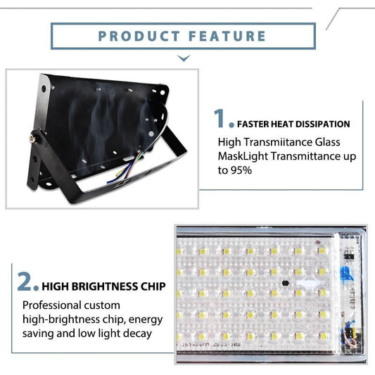 10pcs LED Flood Light 50W led Floodlight led cob spotlight 2835 SMD LED street Lamp waterproof IP65 outdoor Lighting