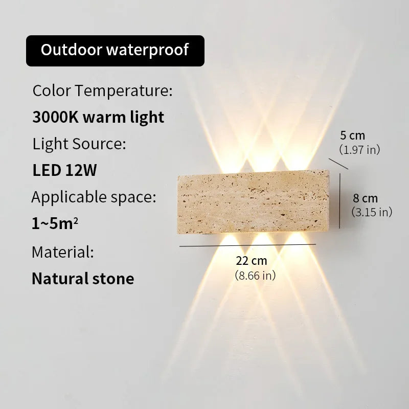 LED Wall Lamp Garden Light Stone IP65 Outdoor Waterproof Bedside Retro Sconces Lighting Fixture