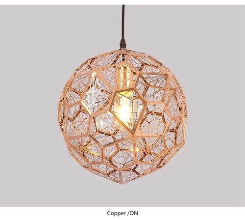 Modern Pendant Light Diamond Frame Shape Nordic Web Ball Hanging Lamp For Kitchen Living Room Shop Restaurant Bar Decor