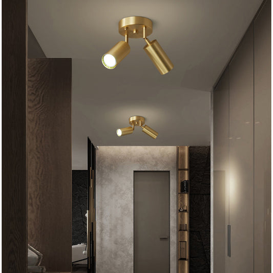 Fumi Modern Industrial Semi Flush Mount Ceiling Light, Gold Classic Retro Ceiling Light Fixture for Hallway Kitchen Bedroom L