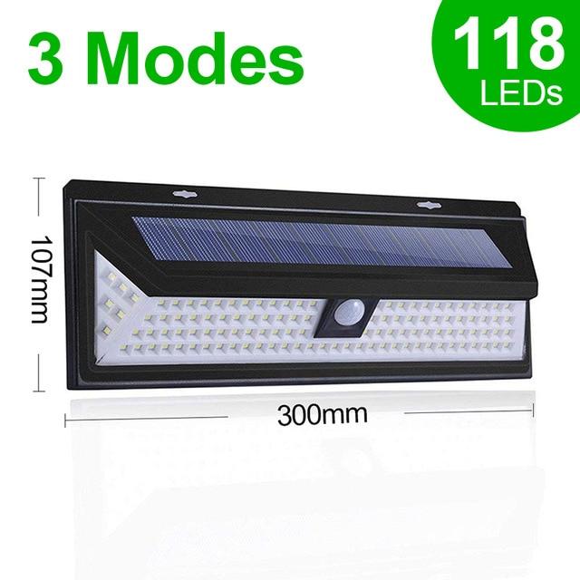 118 LED Solar Light Outdoor Solar Lamp Motion Sensor Solar Powered Spotlight 3 Modes Wall Sunlight For Street Garden Decoration