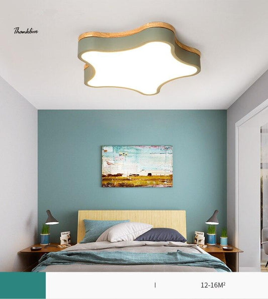 Modern LED Ceiling Light Indoor Lamp Wood Color Star Metal Kitchen Bedroom Foyer Living Shop Decorate Light Fixture