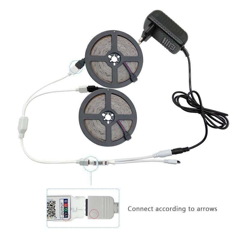 Bluetooth LED Strip Light RGB 5050 SMD 2835 Flexible Ribbon fita led light strip RGB 5M 10M 15M Tape Diode 60LED/M+Adapter