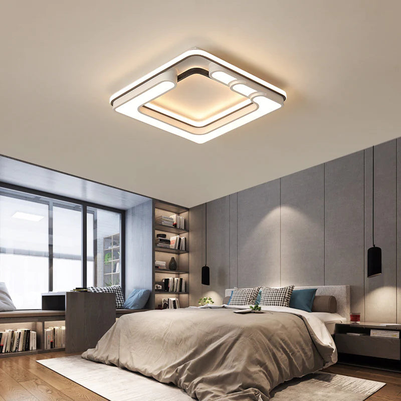 Modern LED Ceiling Light With Remote Control For Living Room Bedroom Surface Mounted Ceiling Lights White Black Body Color