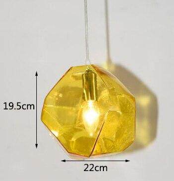 Modern Colored Glass Pendant Light E14 LED Lustrous Single Head Hanging Lamp For Kitchen Living Room Bedroom Bathroom Restaurant
