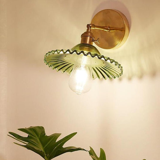 Nordic Retro Livingroom Bedroom Bedside Full Copper Wall Lamp