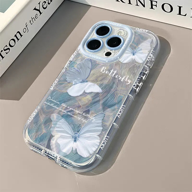 Butterfly Phone Case For iPhone 16 15 14 Silicone Soft Cover Carcasas