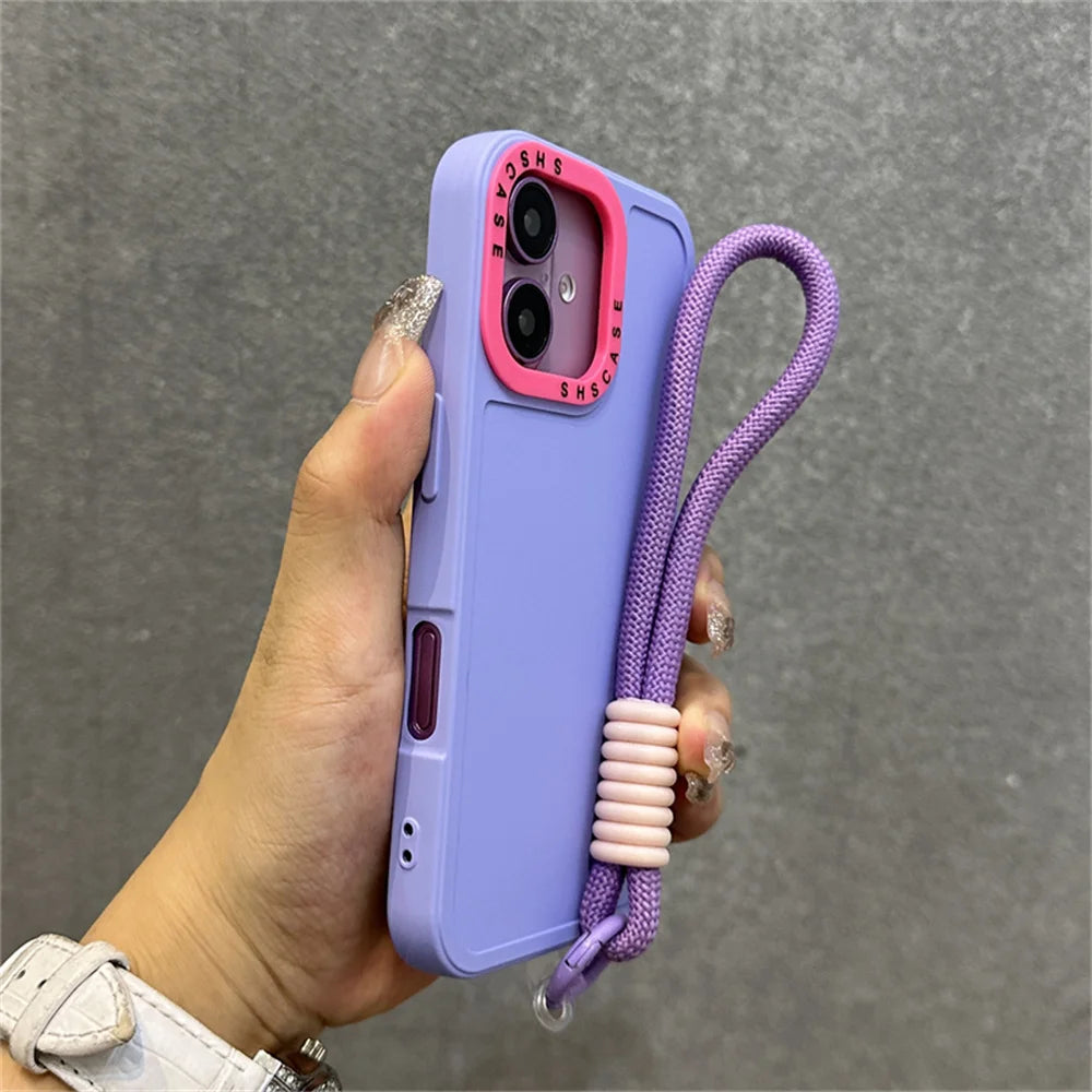 Luxury Wrist Strap Bracelet Lanyard Phone Case For iPhone 16 15 14