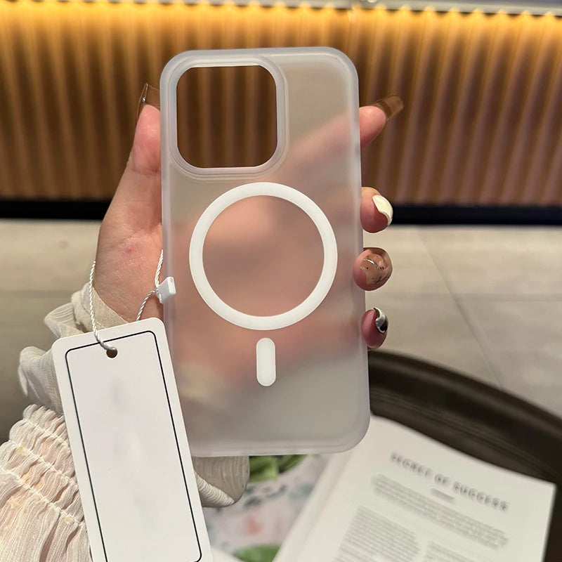 Clear Shockproof For Magsafe Wireless Charge Magnetic Case for iPhone 16 15 14 Matte Bumper Cover