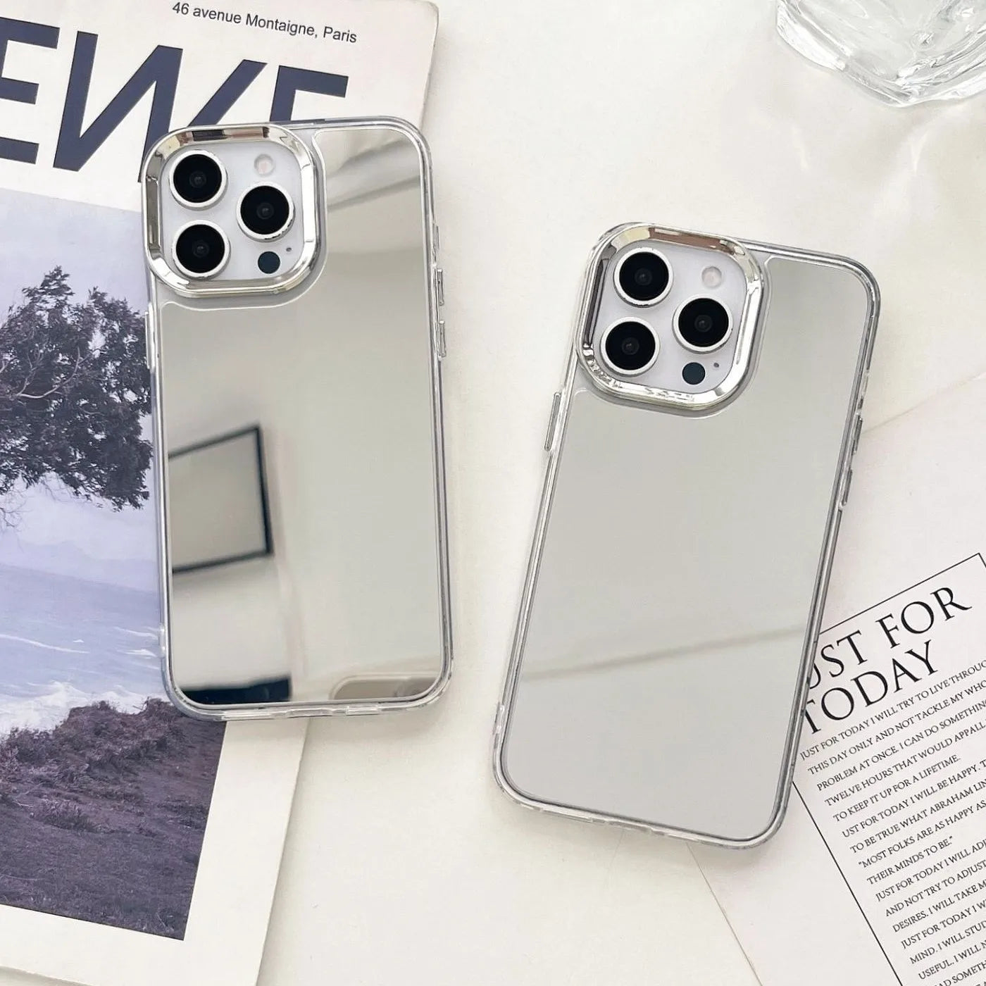 Luxury Plating Make Up Mirror Phone Case For iPhone 16 15 14 Hard Acrylic Shockproof Bumber Cover