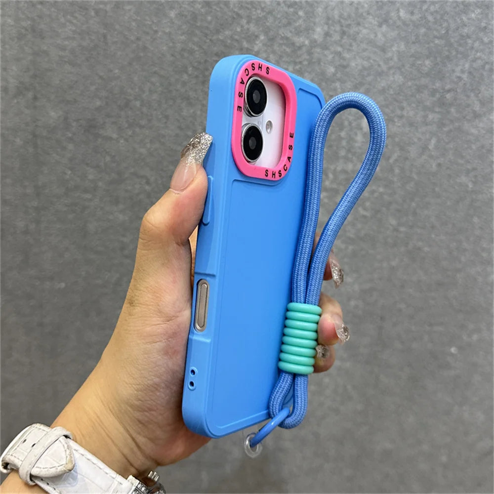 Luxury Wrist Strap Bracelet Lanyard Phone Case For iPhone 16 15 14