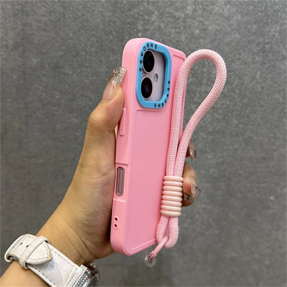 Luxury Wrist Strap Bracelet Lanyard Phone Case For iPhone 16 15 14