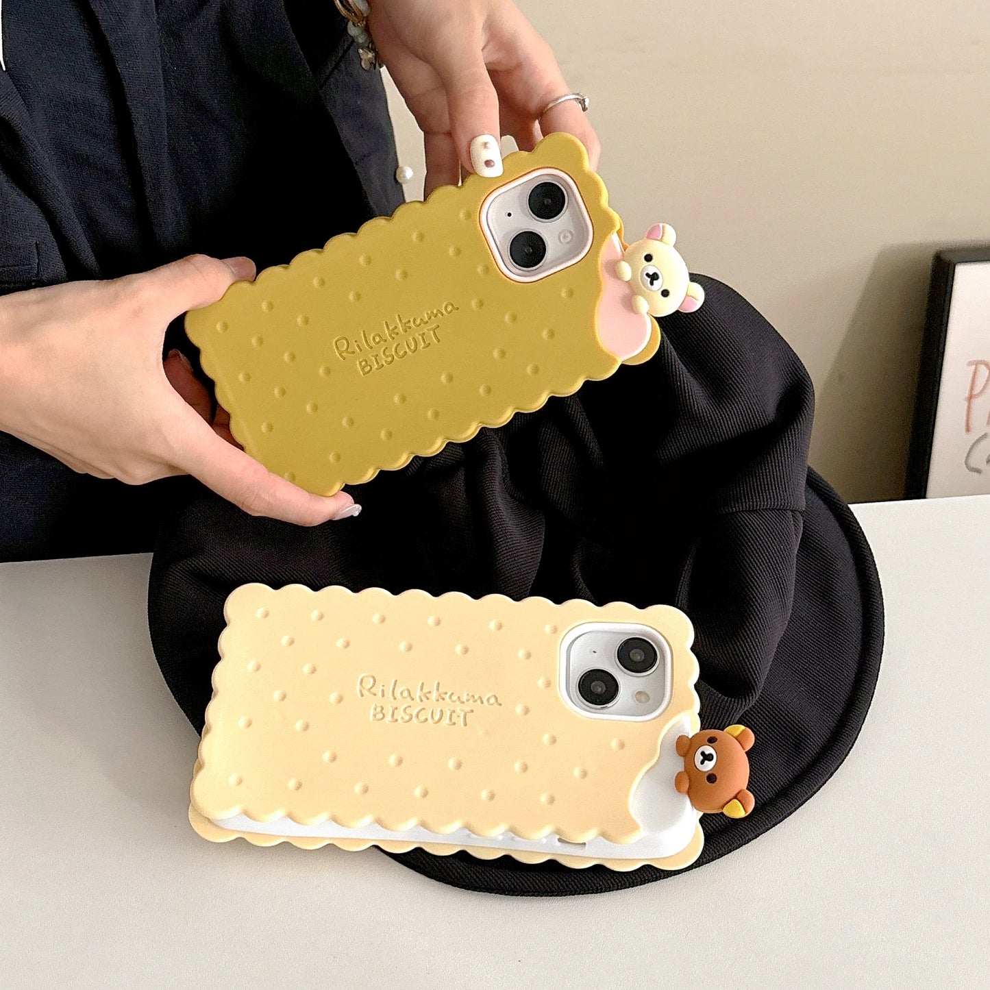 Sandwich Biscuit Tide Bear Soft Silicone Phone Case For iPhone 16 15 14 Shockproof Soft Cover