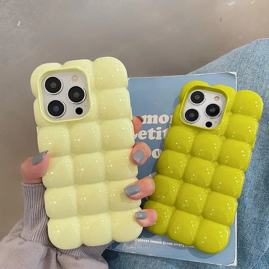Cute Cartoon 3D Block Lattice Case for iPhone 16 15 14