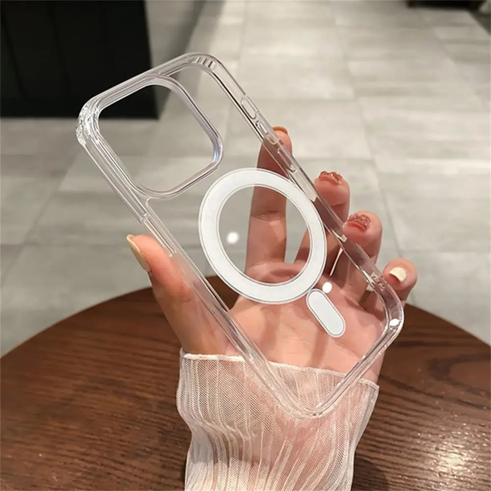 Transparent Magsafe Magnetic Case For iPhone 16 15 14
