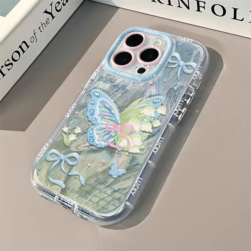 Butterfly Phone Case For iPhone 16 15 14 Silicone Soft Cover Carcasas