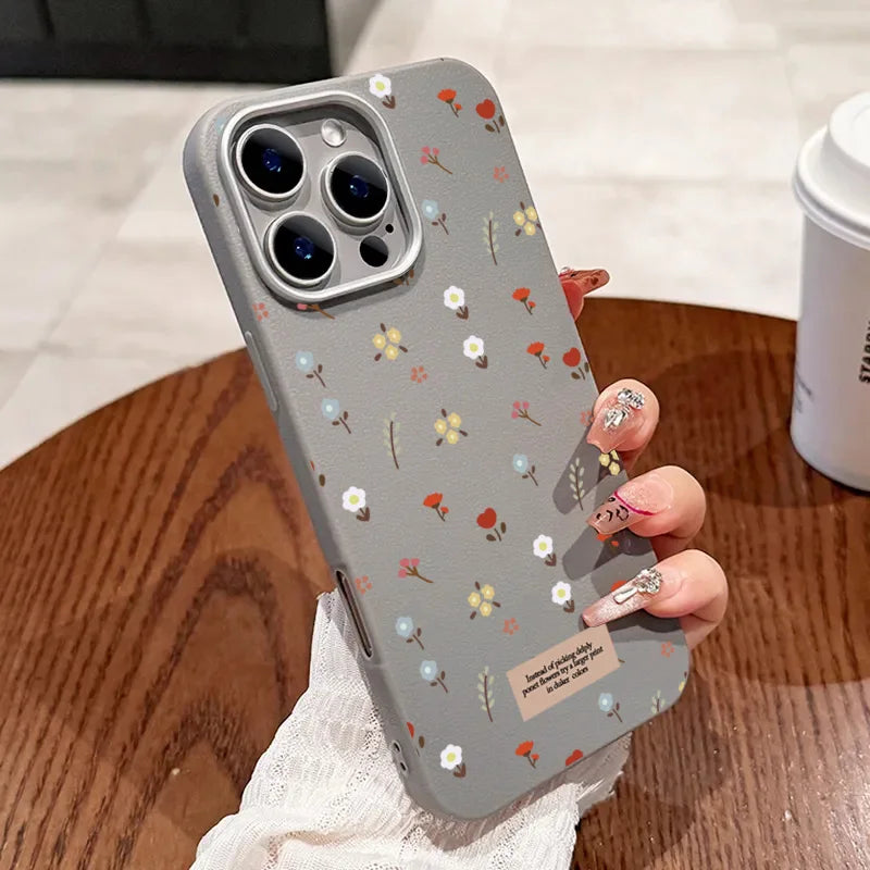 Retro Floral Leather Pattern Phone Case For iPhone 16 15 14