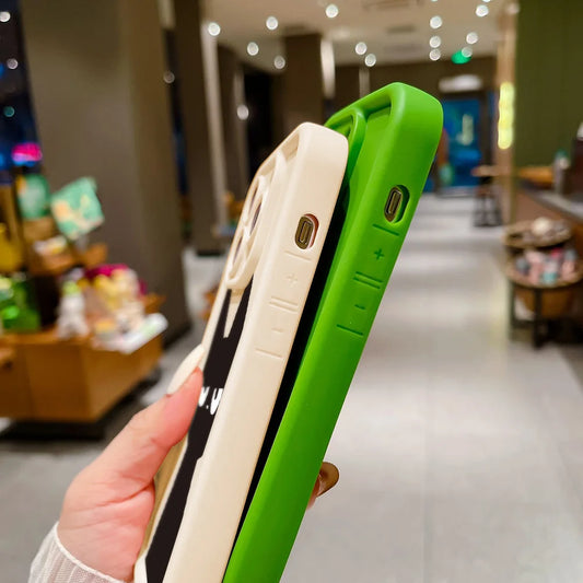 Cute Black Cat Phone Case For iPhone 16 15 14 Candy Color Shockproof Soft Cover