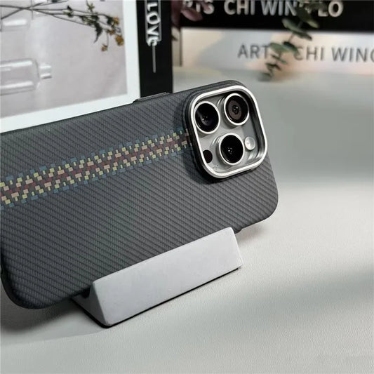 Geometric Carbon Fiber texture 3D Relief Magsafe case for iphone 17 16 Wireless Charging Hard Case