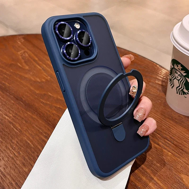 Magsafe Wireless Charging Magnetic Ring Bracket Camera Protection Case For iPhone 16 15 14