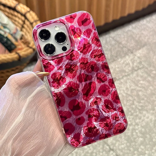 Perforated Vortex Shell IND Pink Leopard Print Phone Case For iPhone 17 16 15 Silicone Clear Cover