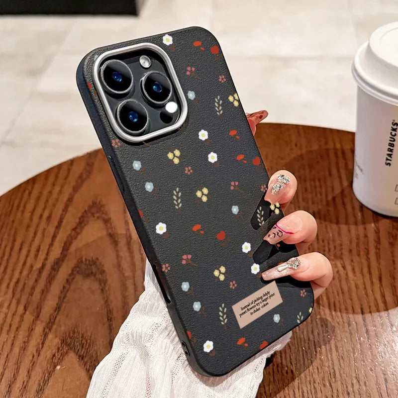 Retro Floral Leather Pattern Phone Case For iPhone 16 15 14