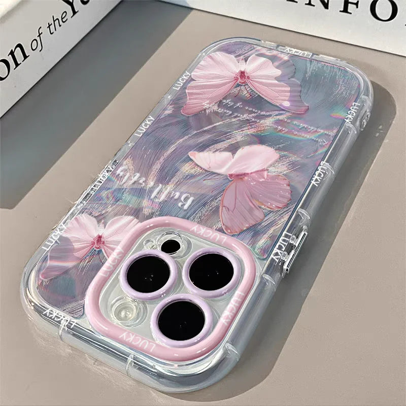Butterfly Phone Case For iPhone 16 15 14 Silicone Soft Cover Carcasas
