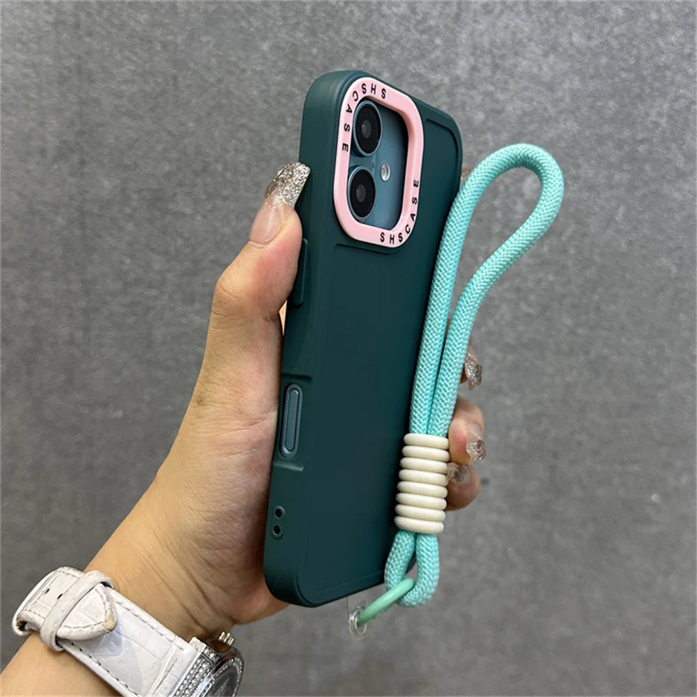 Luxury Wrist Strap Bracelet Lanyard Phone Case For iPhone 16 15 14