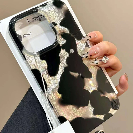 Gradient Ink Marks Laser Phone Case For Phone 16 15 14 Stylish Leopard Print Back Bumper Cover