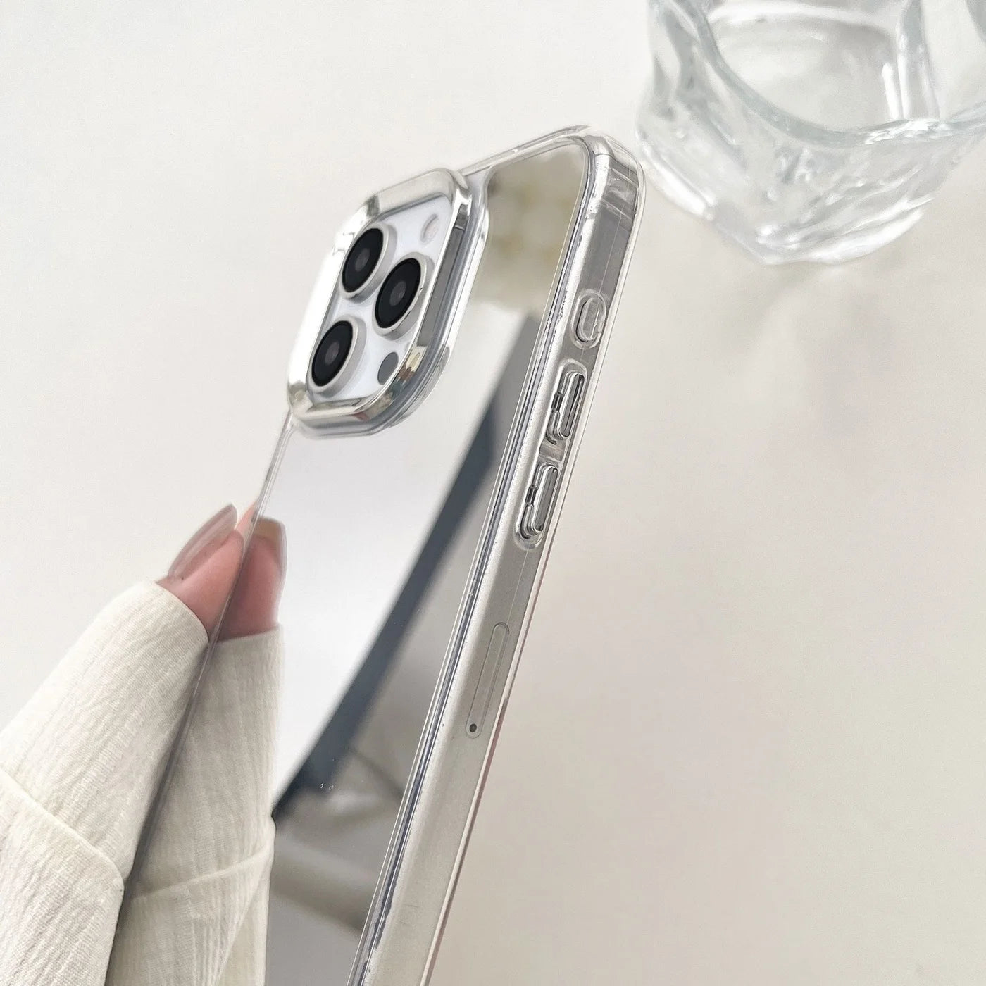 Luxury Plating Make Up Mirror Phone Case For iPhone 16 15 14 Hard Acrylic Shockproof Bumber Cover