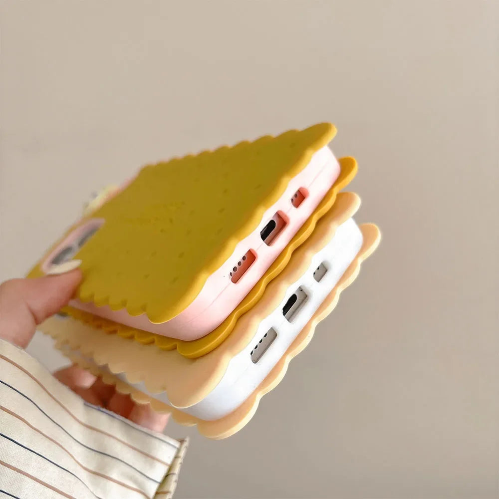 Sandwich Biscuit Tide Bear Soft Silicone Phone Case For iPhone 16 15 14 Shockproof Soft Cover