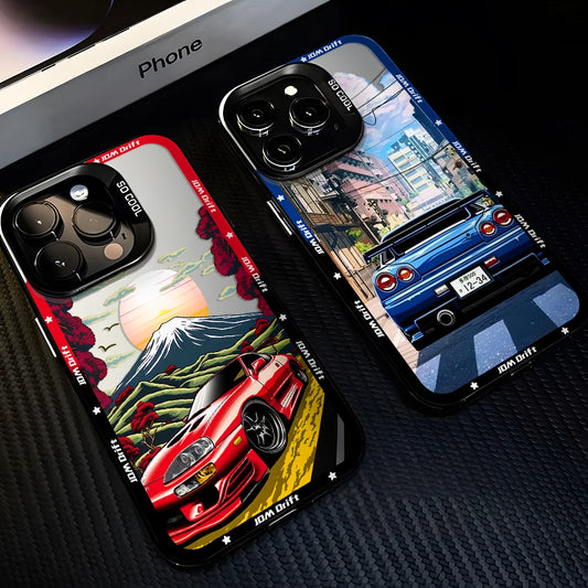 Tokyo Sports Racing JDM Drift Car Phone Case For iPhone 16 15 14 Anti Fall Matte Cover