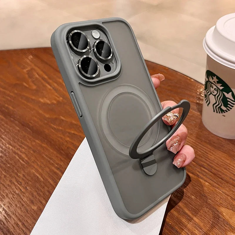 Magsafe Wireless Charging Magnetic Ring Bracket Camera Protection Case For iPhone 16 15 14
