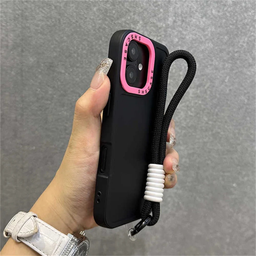 Luxury Wrist Strap Bracelet Lanyard Phone Case For iPhone 16 15 14